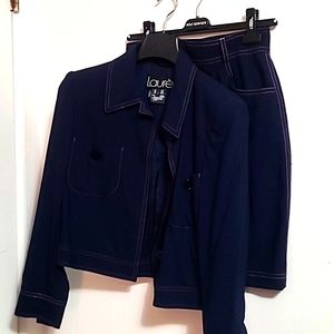 ESCADA Laurél Wool/Elastane faux denim 38 Skirt Set